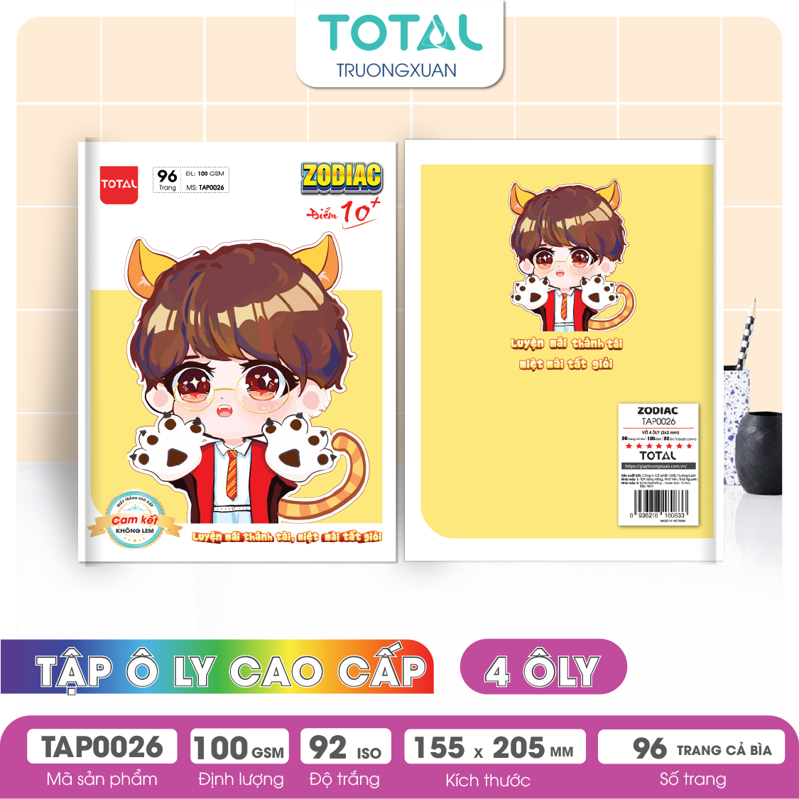 Tập vở oly Total ZODIAC 96 trang 4 ôly
