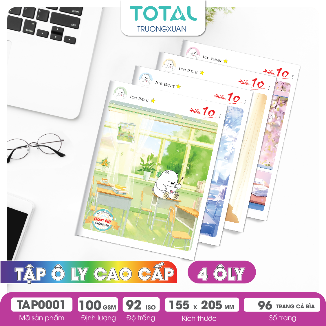 Tập vở oly Total ICE BEAR 96 trang 4 ôly