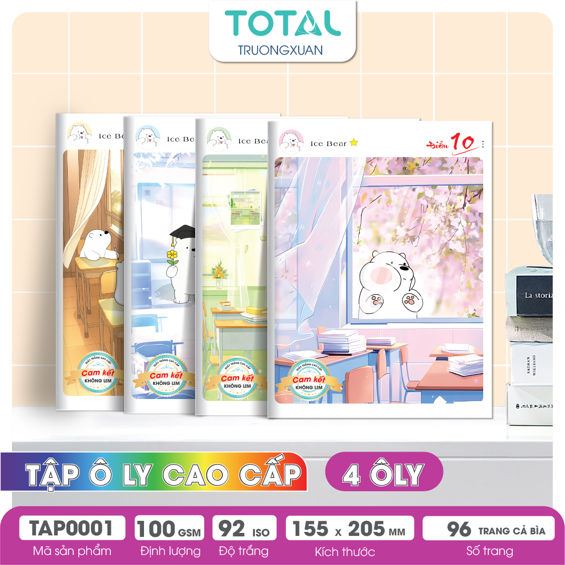Tập vở oly Total ICE BEAR 96 trang 4 ôly