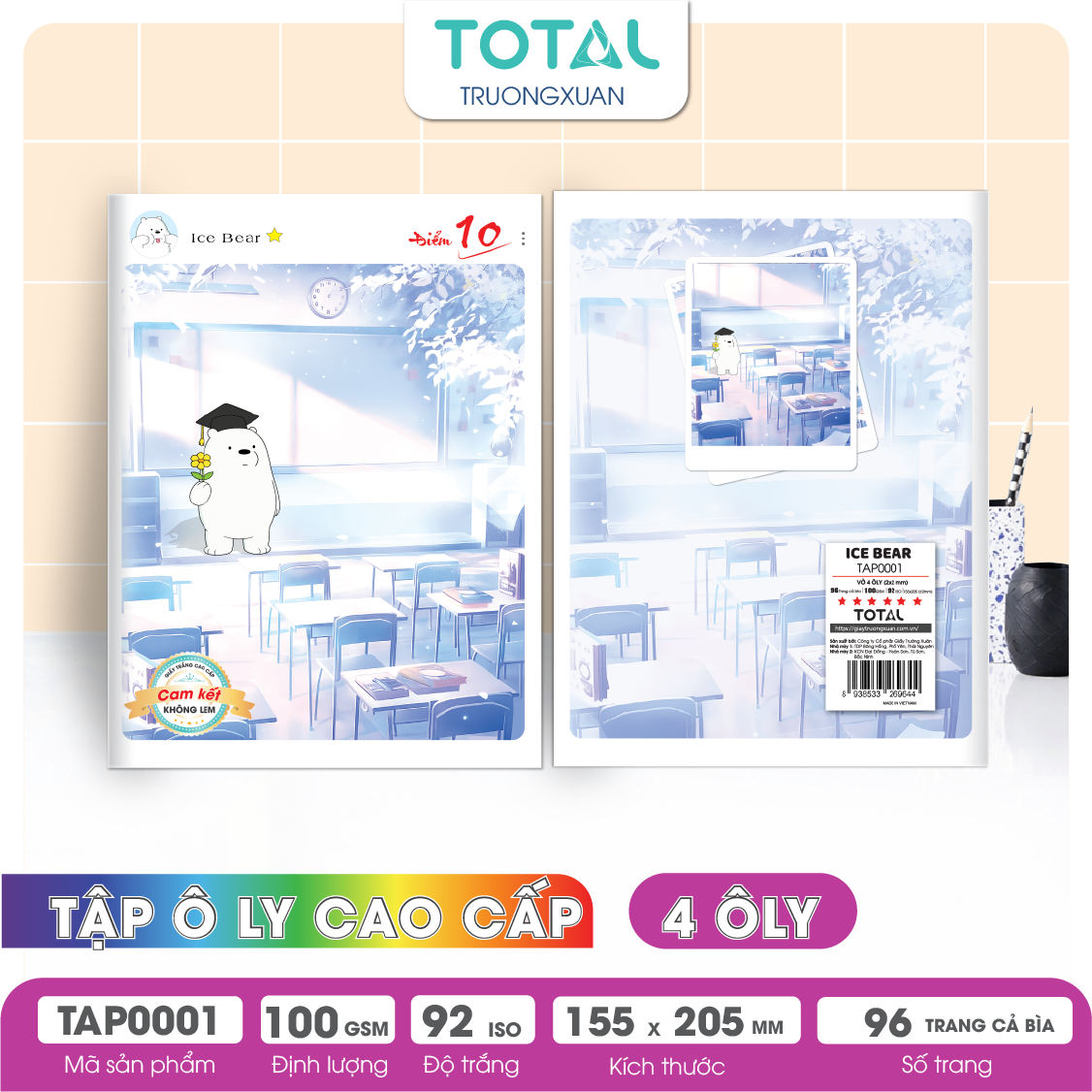 Tập vở oly Total ICE BEAR 96 trang 4 ôly