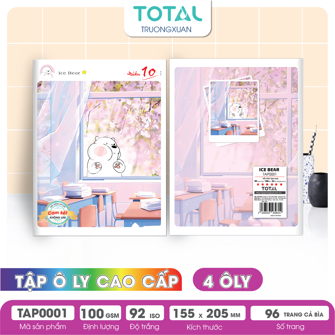 Tập vở oly Total ICE BEAR 96 trang 4 ôly