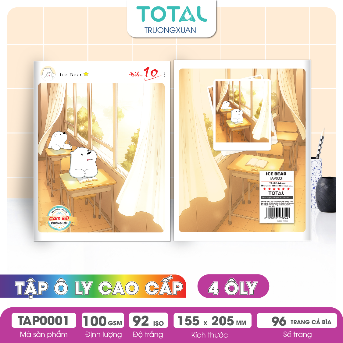 Tập vở oly Total ICE BEAR 96 trang 4 ôly