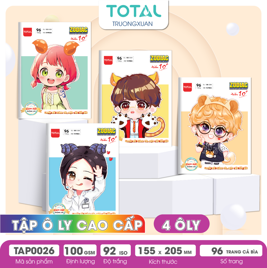 Tập vở oly Total ZODIAC 96 trang 4 ôly