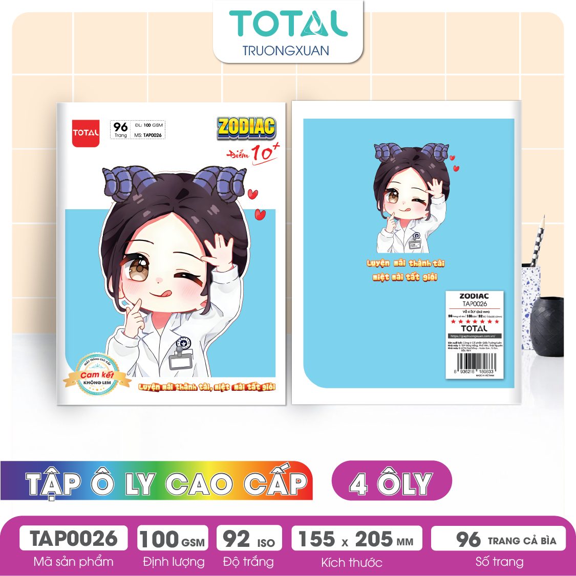 Tập vở oly Total ZODIAC 96 trang 4 ôly