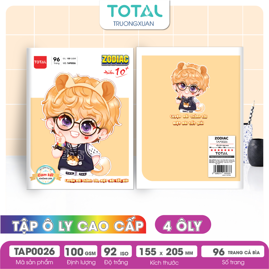 Tập vở oly Total ZODIAC 96 trang 4 ôly