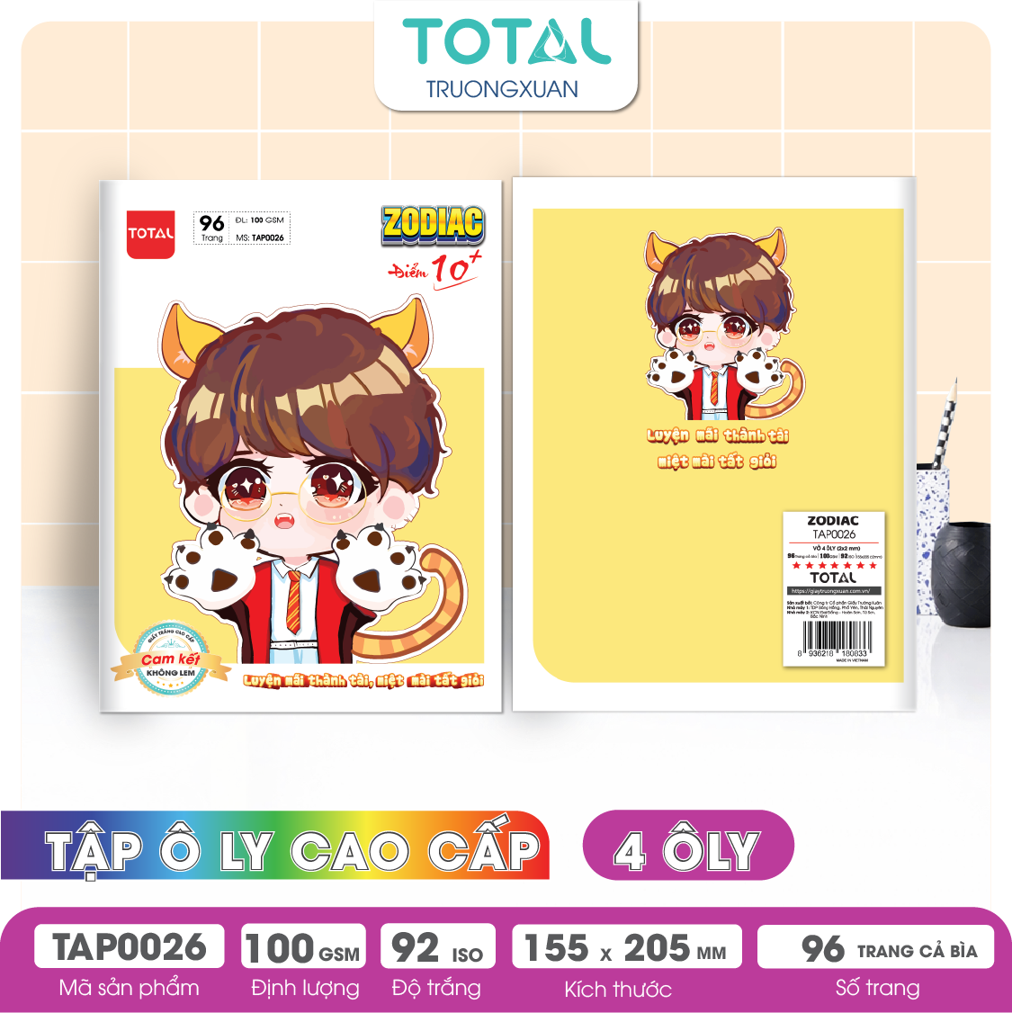 Tập vở oly Total ZODIAC 96 trang 4 ôly