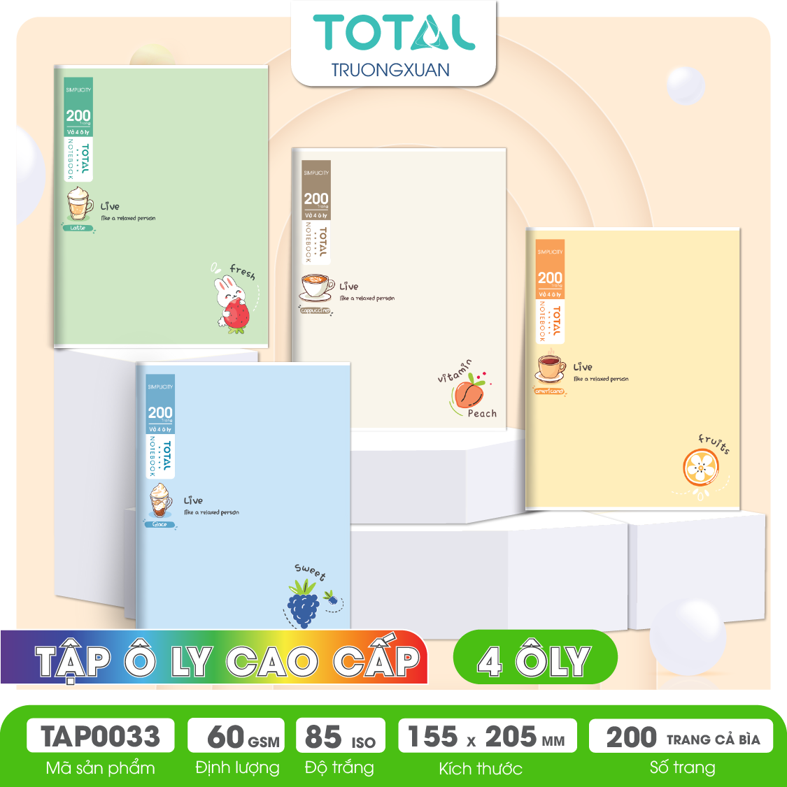 Tập vở oly Total RELAX 200 trang 4 ôly