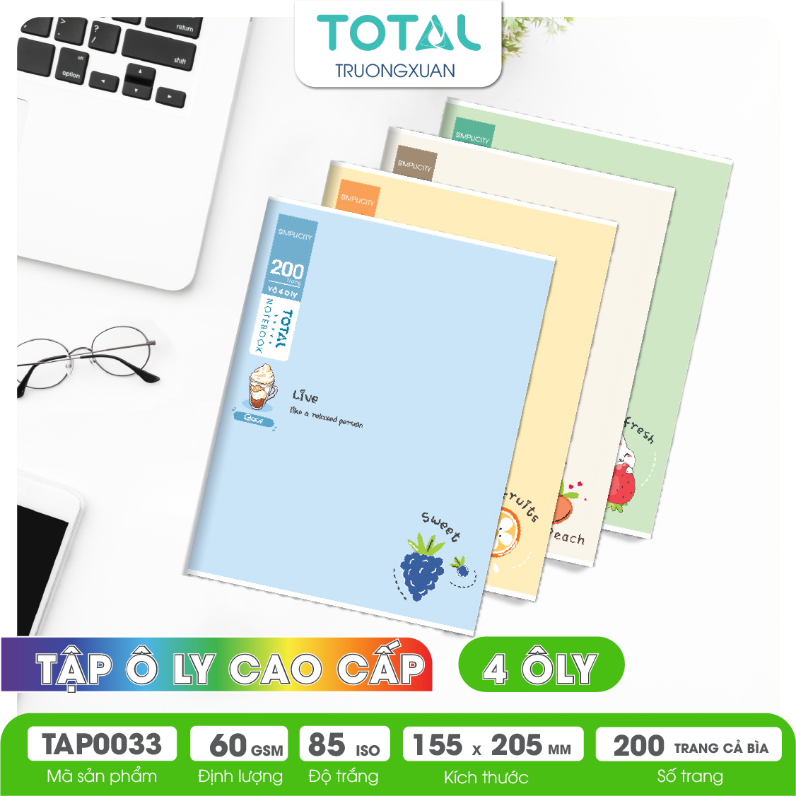 Tập vở oly Total RELAX 200 trang 4 ôly