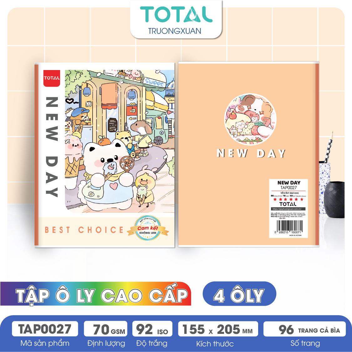 Tập vở oly Total New Day 96 trang 4 ôly