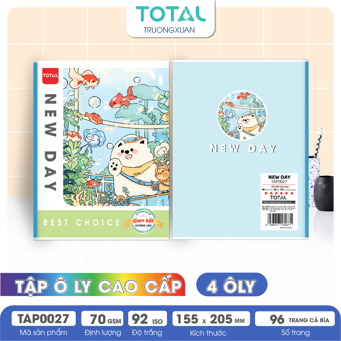 Tập vở oly Total New Day 96 trang 4 ôly