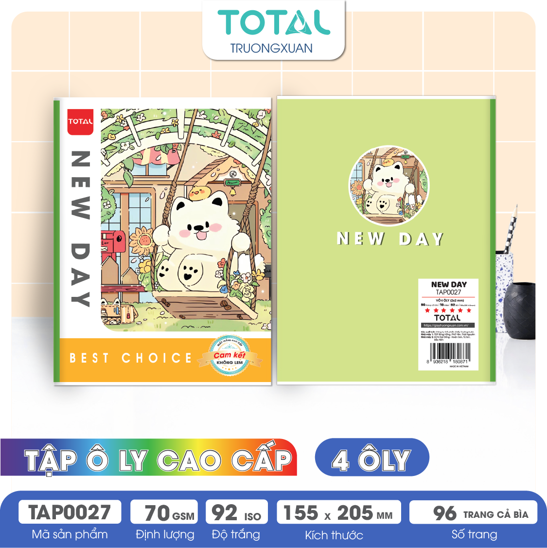 Tập vở oly Total New Day 96 trang 4 ôly