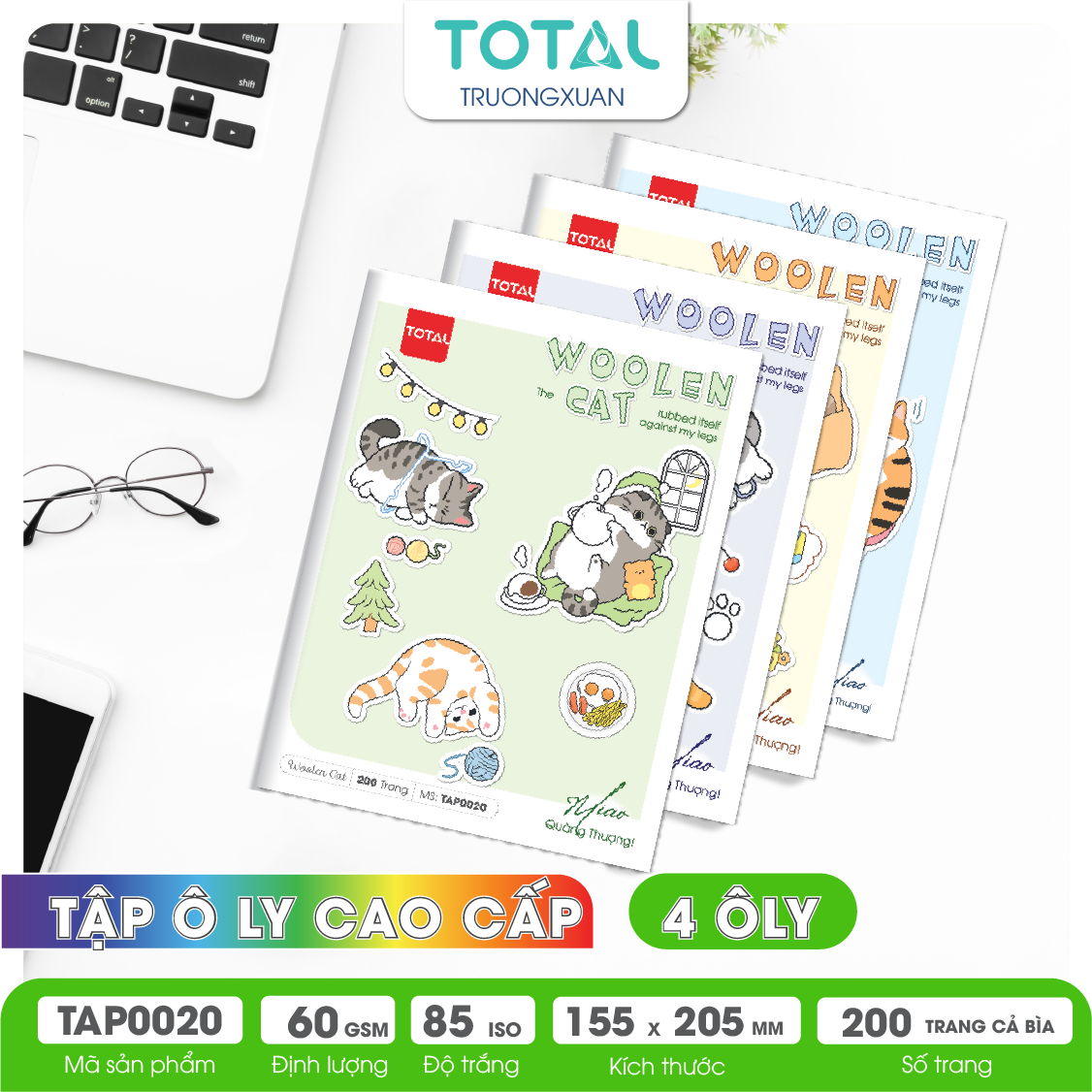 Tập vở oly Total WOOLEN CAT 200 trang 4 ôly