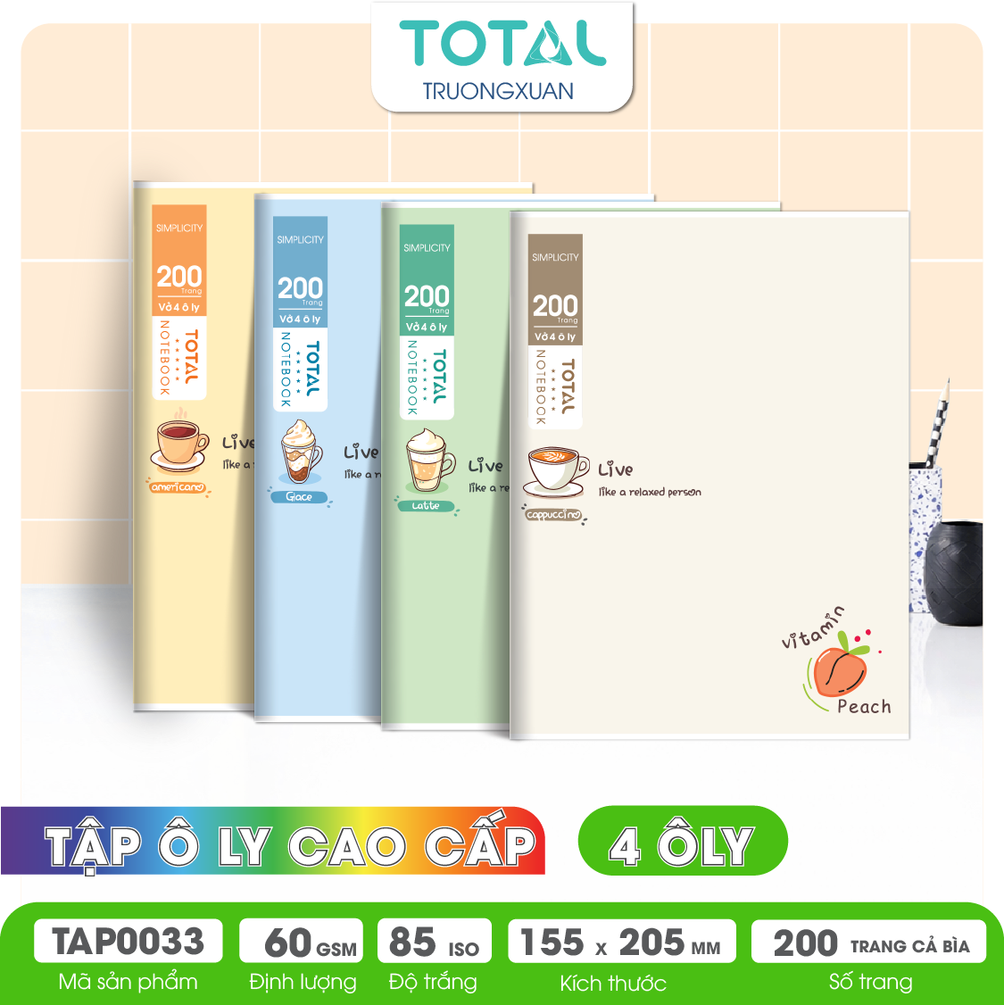 Tập vở oly Total RELAX 200 trang 4 ôly