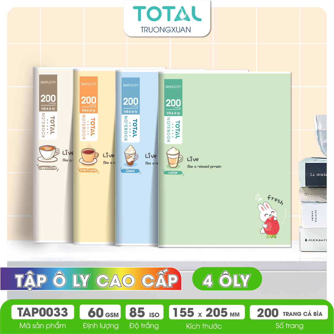 Tập vở oly Total RELAX 200 trang 4 ôly