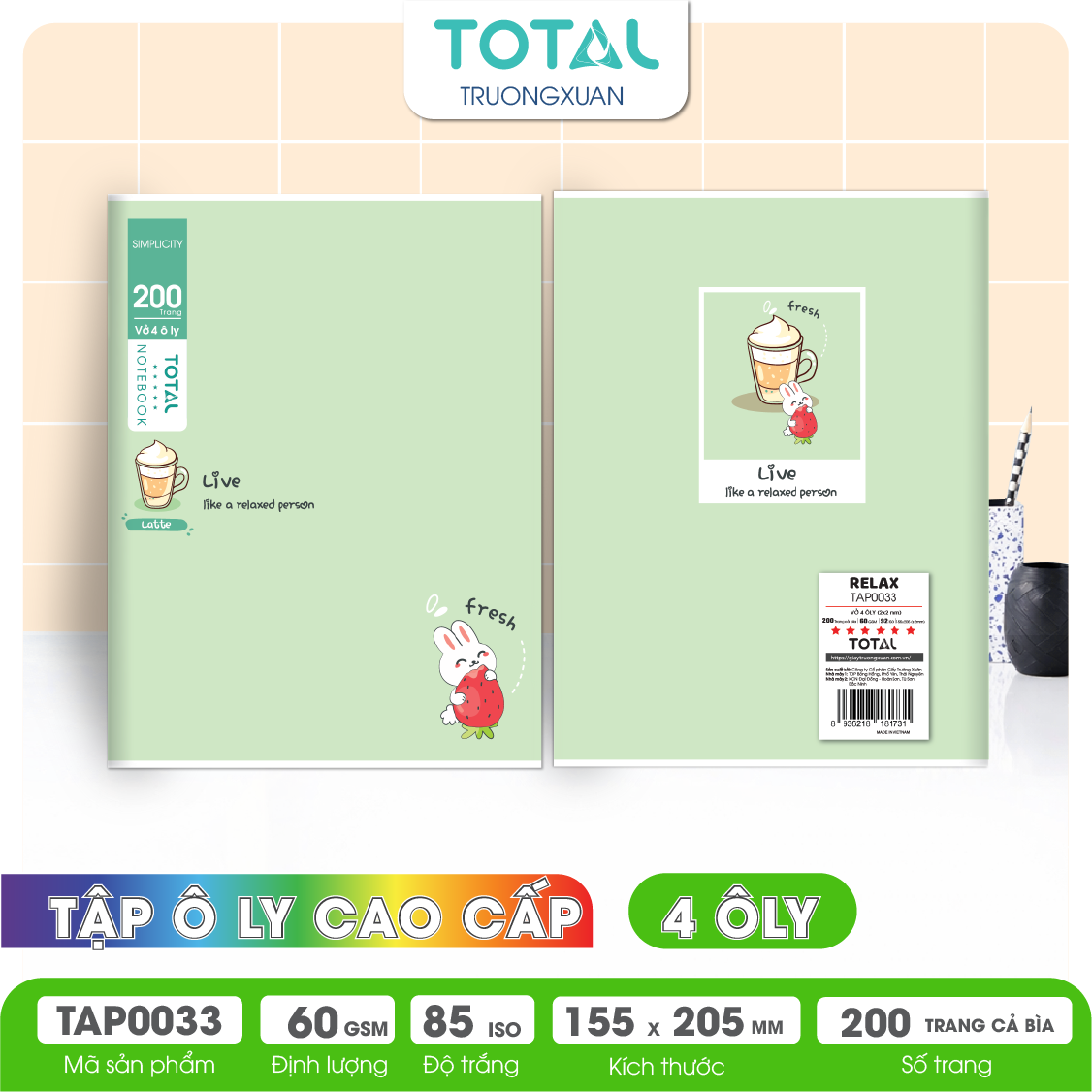 Tập vở oly Total RELAX 200 trang 4 ôly