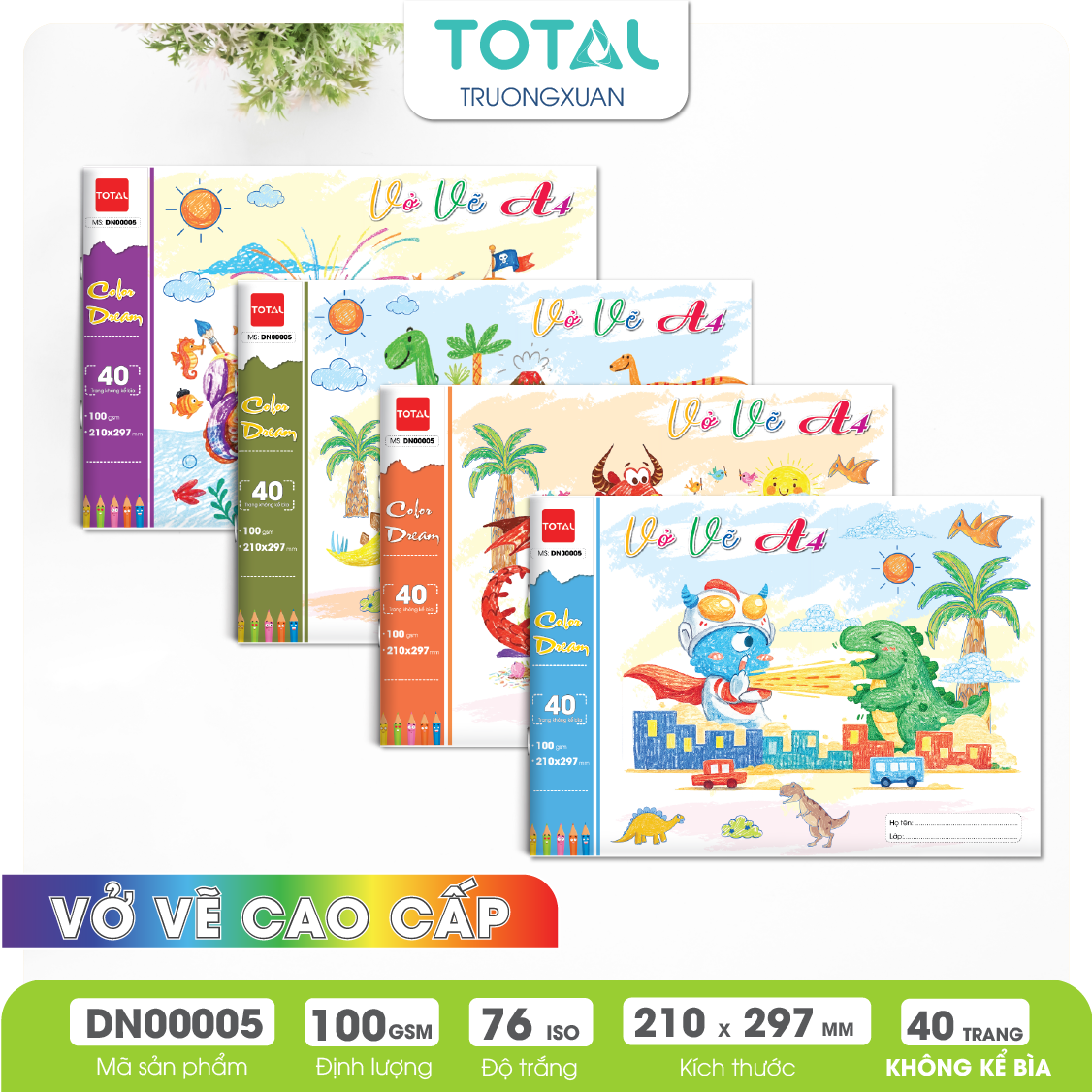 Vở vẽ mỹ thuật ghim chống lóa A4- 40 trang không kể bìa/ quyển