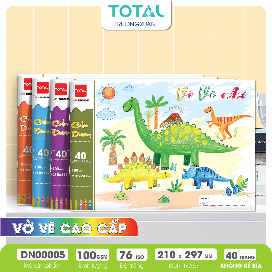 Vở vẽ mỹ thuật ghim chống lóa A4- 40 trang không kể bìa/ quyển
