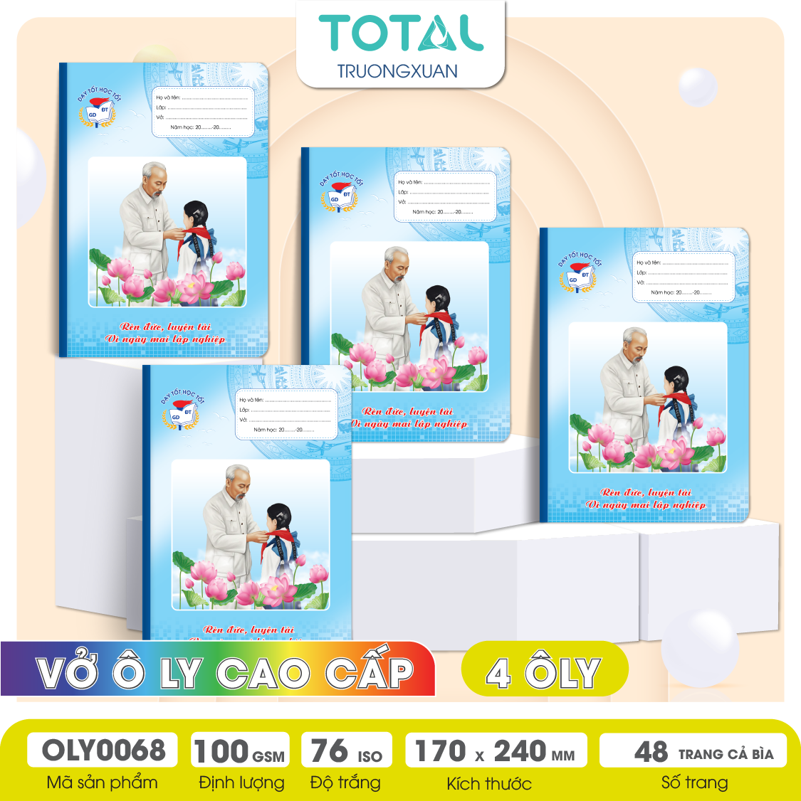 Vở oly chống lóa Bác Hồ 48 trang 4 ôly