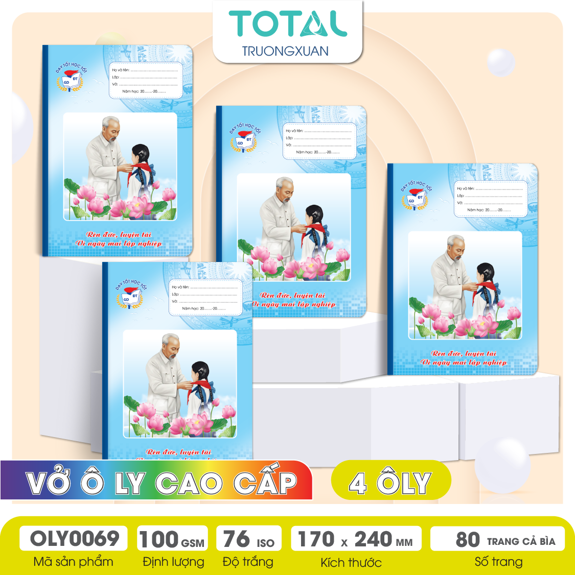 Vở oly chống lóa Bác Hồ 80 trang 4 ôly