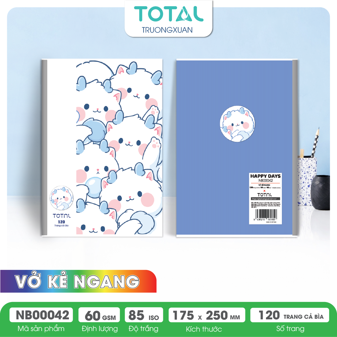 Vở kẻ ngang Total Happy Days 120 trang