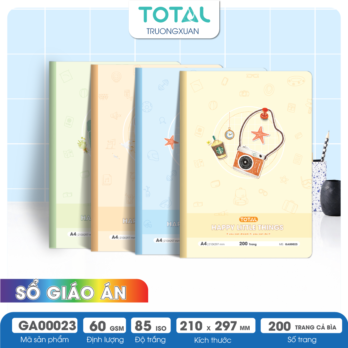 Sổ Lesson Plan kẻ ngang A4 Total 200 trang GA00023