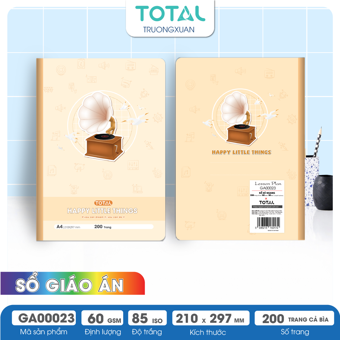 Sổ Lesson Plan kẻ ngang A4 Total 200 trang GA00023