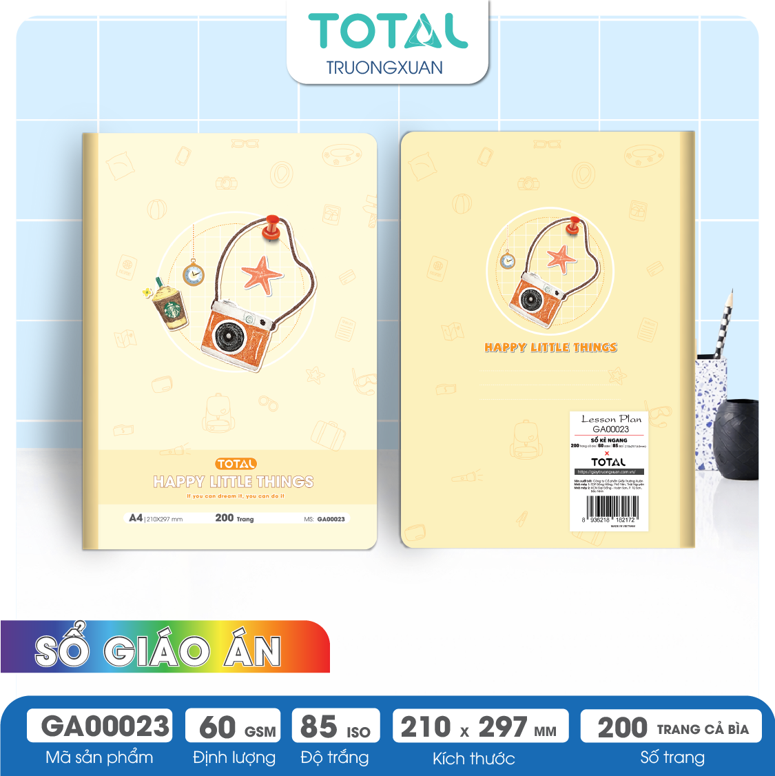 Sổ Lesson Plan kẻ ngang A4 Total 200 trang GA00023