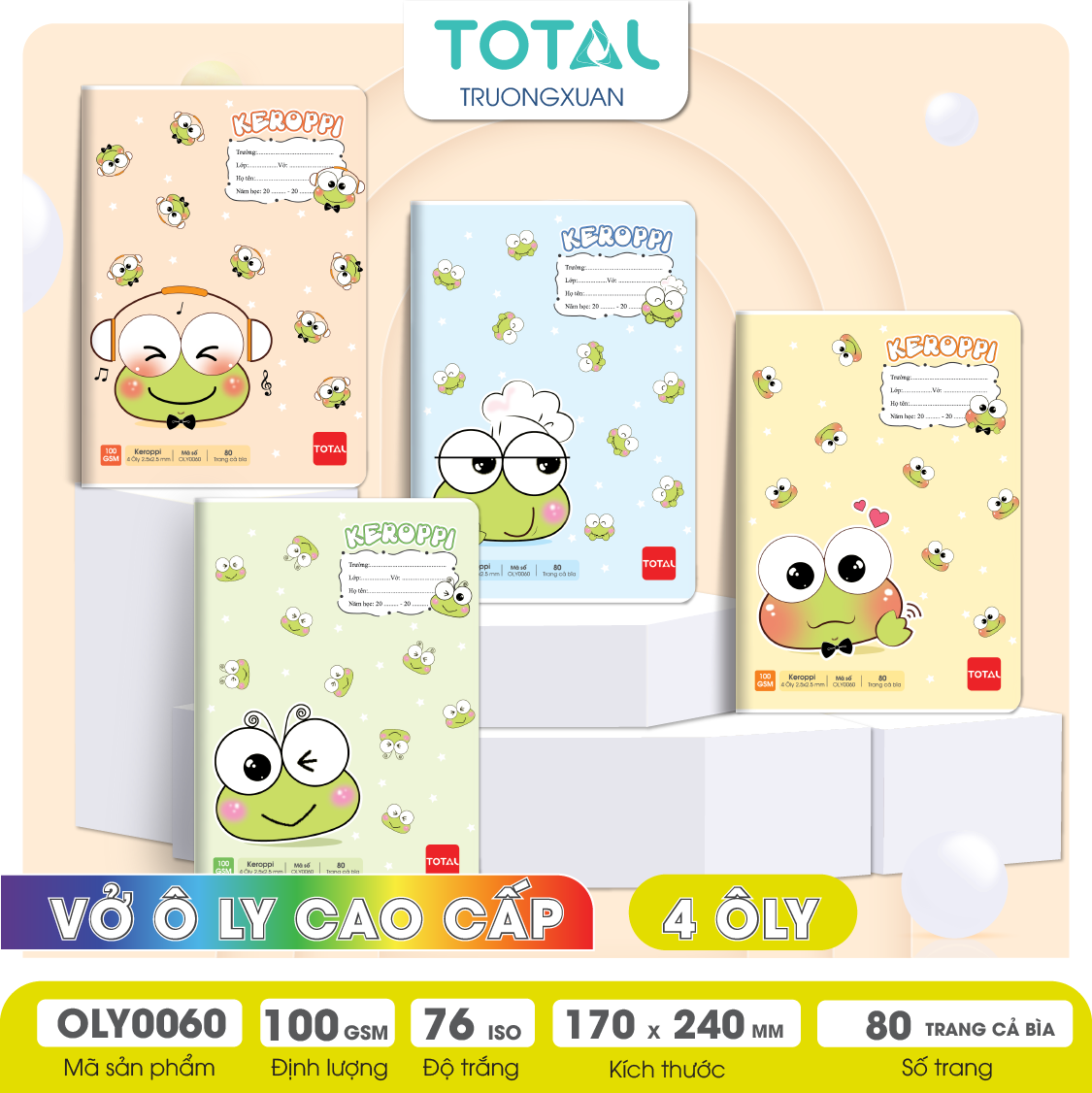 Vở oly chống lóa Total Keroppi 80 trang 4 ôly