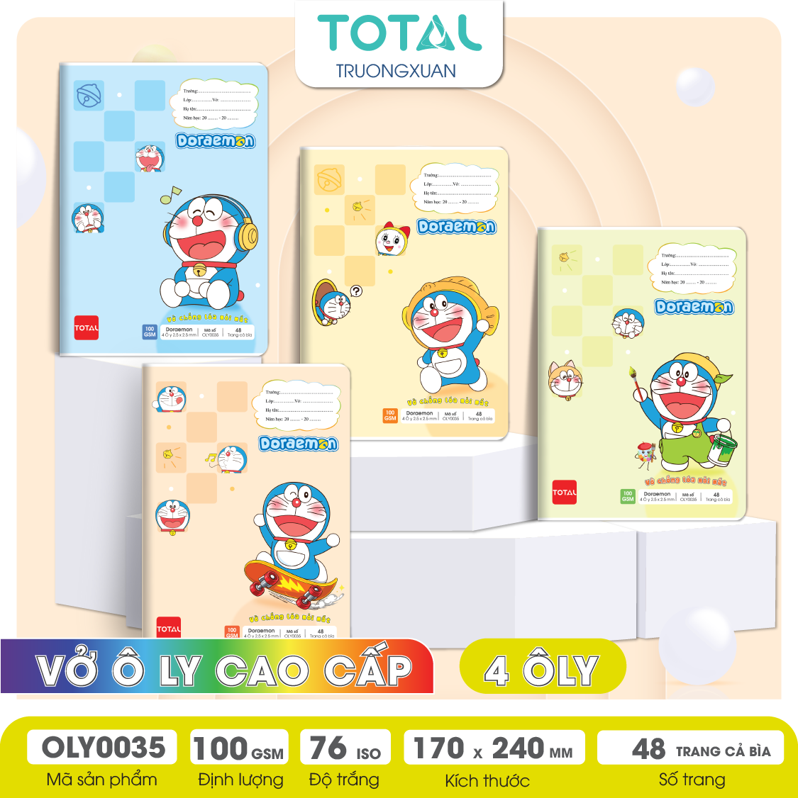 Vở oly chống lóa Total Doreamon 48 trang 4 ôly