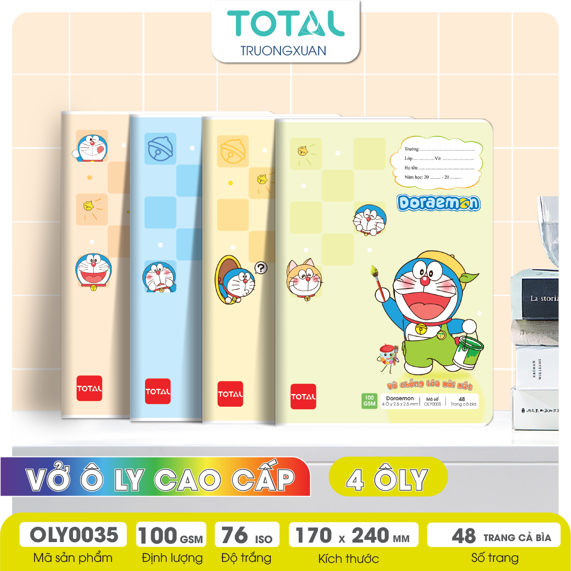 Vở oly chống lóa Total Doreamon 48 trang 4 ôly