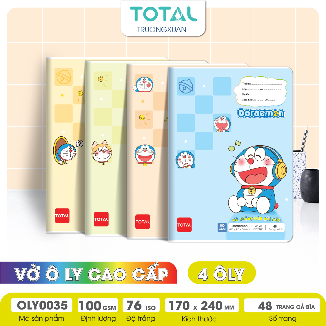 Vở oly chống lóa Total Doreamon 48 trang 4 ôly