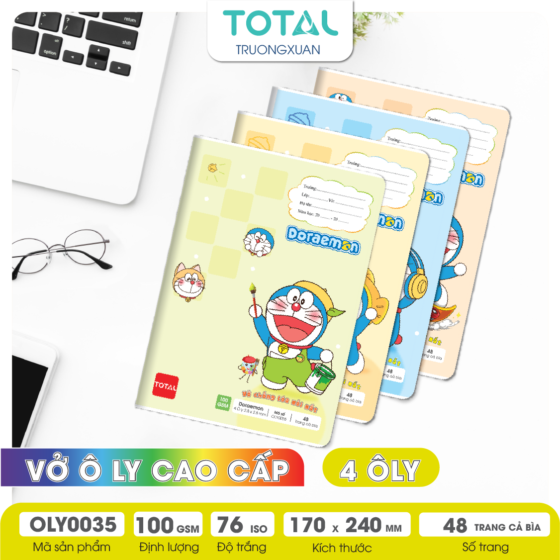 Vở oly chống lóa Total Doreamon 48 trang 4 ôly
