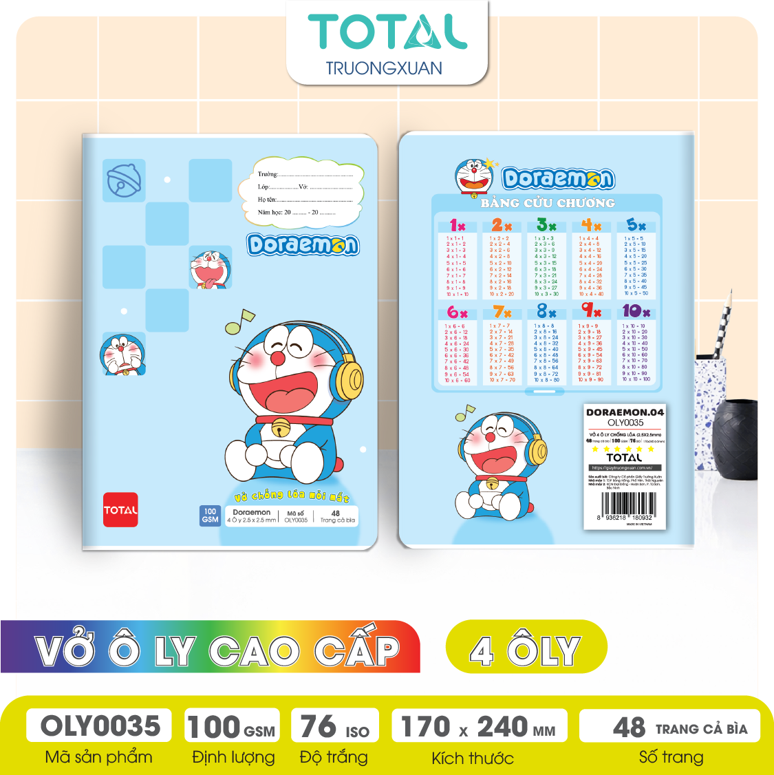Vở oly chống lóa Total Doreamon 48 trang 4 ôly