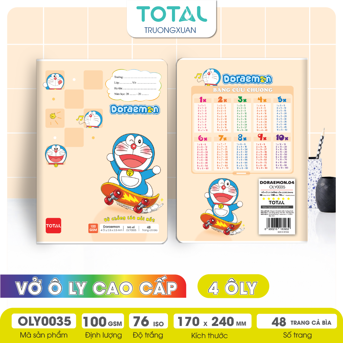 Vở oly chống lóa Total Doreamon 48 trang 4 ôly