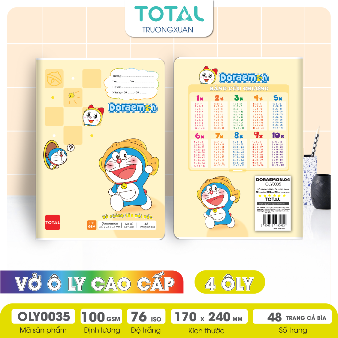 Vở oly chống lóa Total Doreamon 48 trang 4 ôly