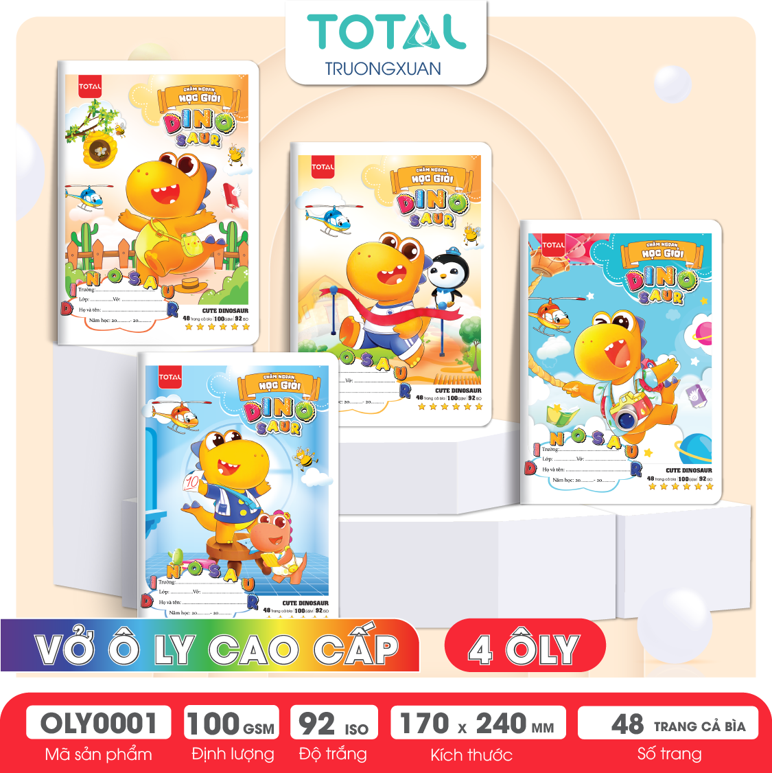 Vở oly Total DINOSAUR 48 trang 4 ôly