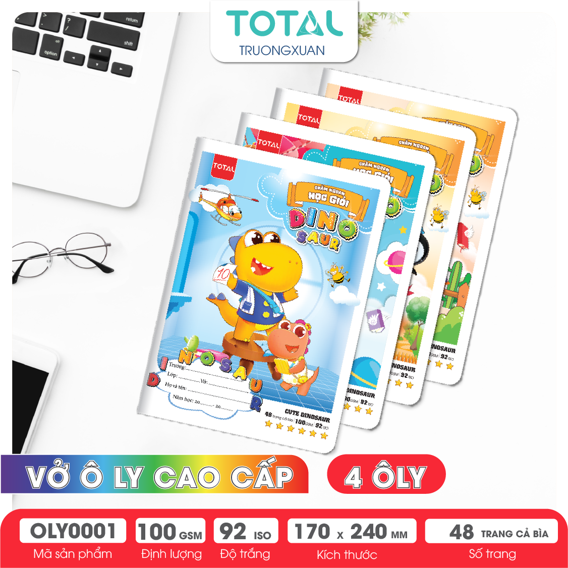 Vở oly Total DINOSAUR 48 trang 4 ôly