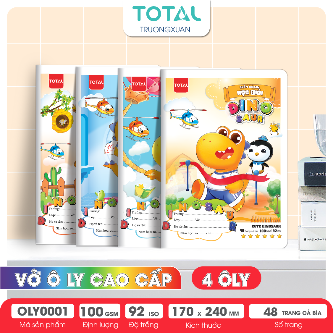 Vở oly Total DINOSAUR 48 trang 4 ôly