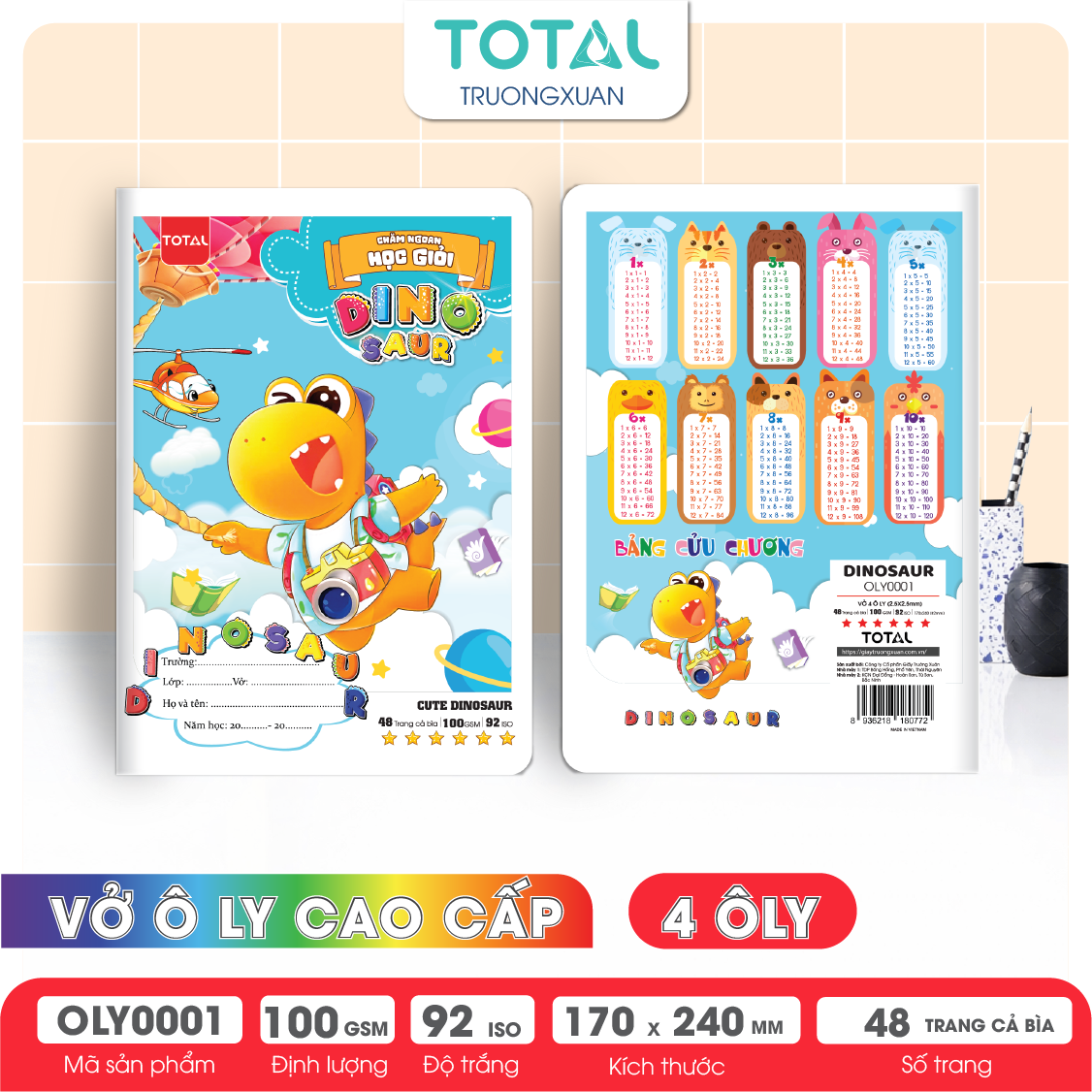 Vở oly Total DINOSAUR 48 trang 4 ôly