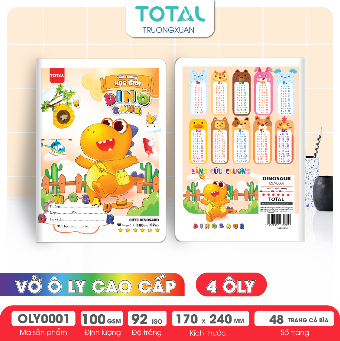 Vở oly Total DINOSAUR 48 trang 4 ôly