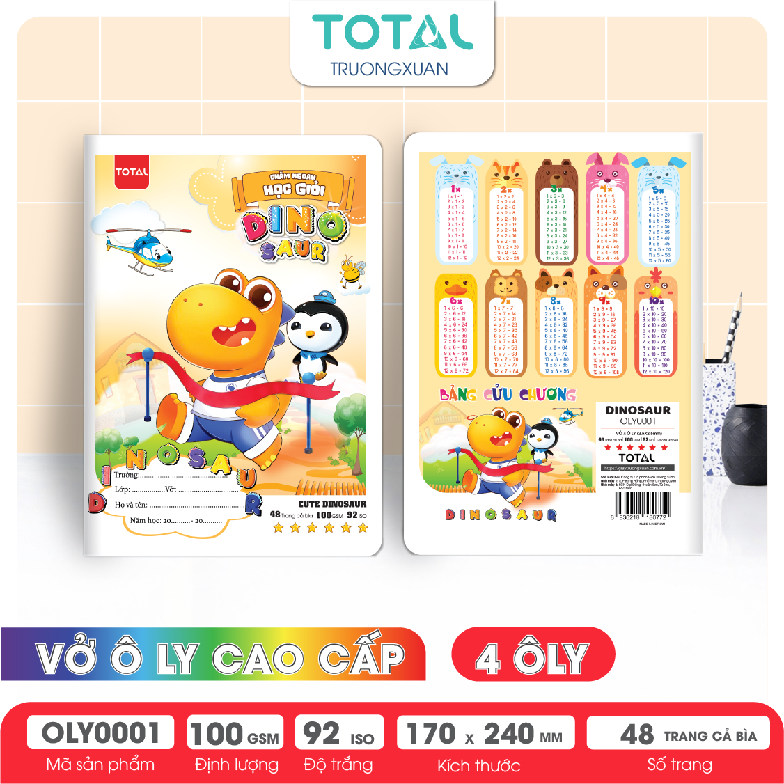Vở oly Total DINOSAUR 48 trang 4 ôly