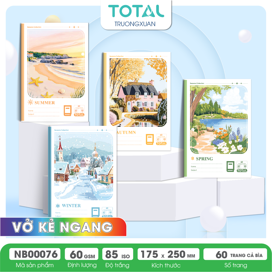 Vở kẻ ngang Total Season 60 trang