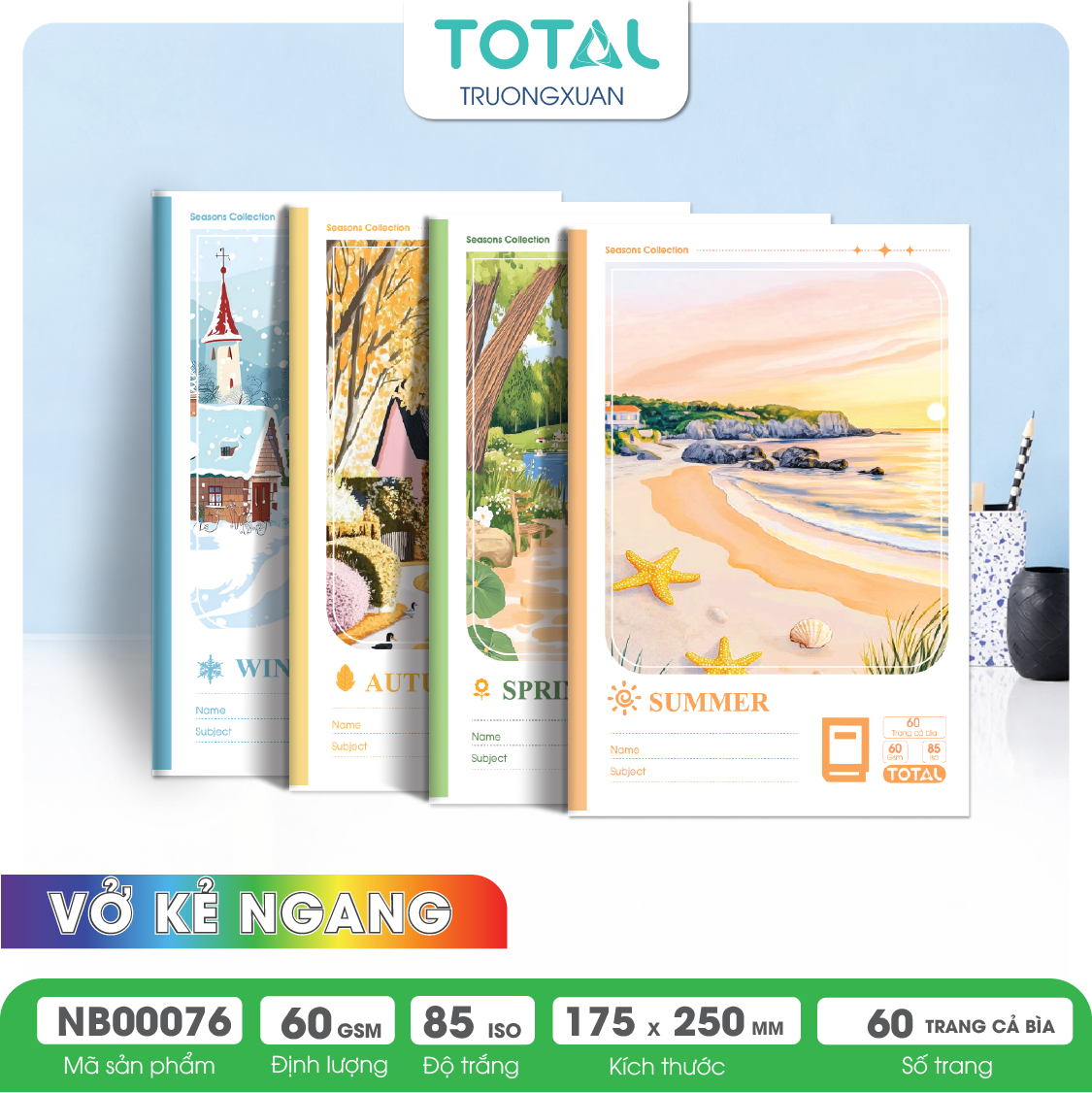 Vở kẻ ngang Total Season 60 trang