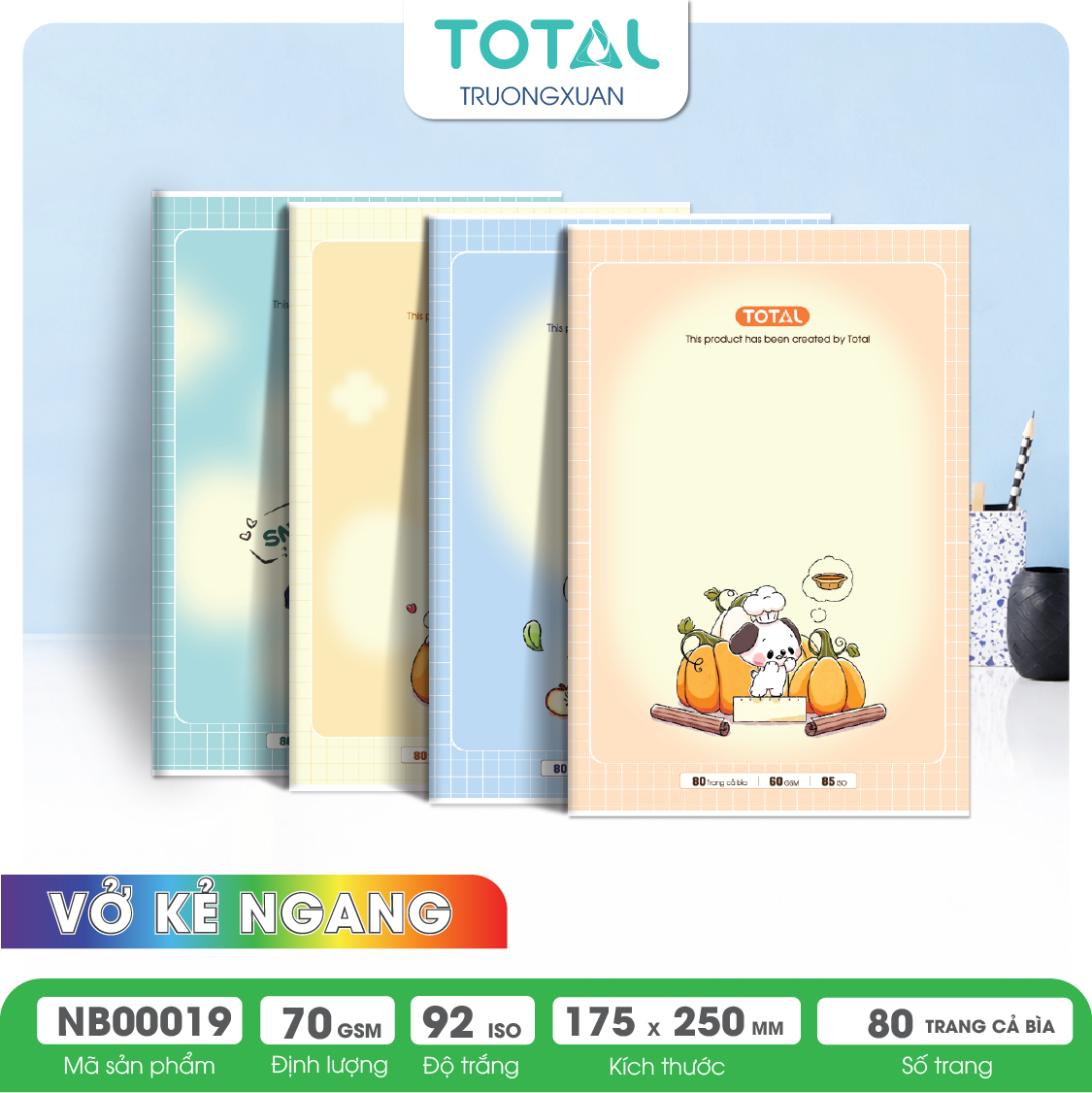 Vở kẻ ngang Total Puppy.2 80 trang