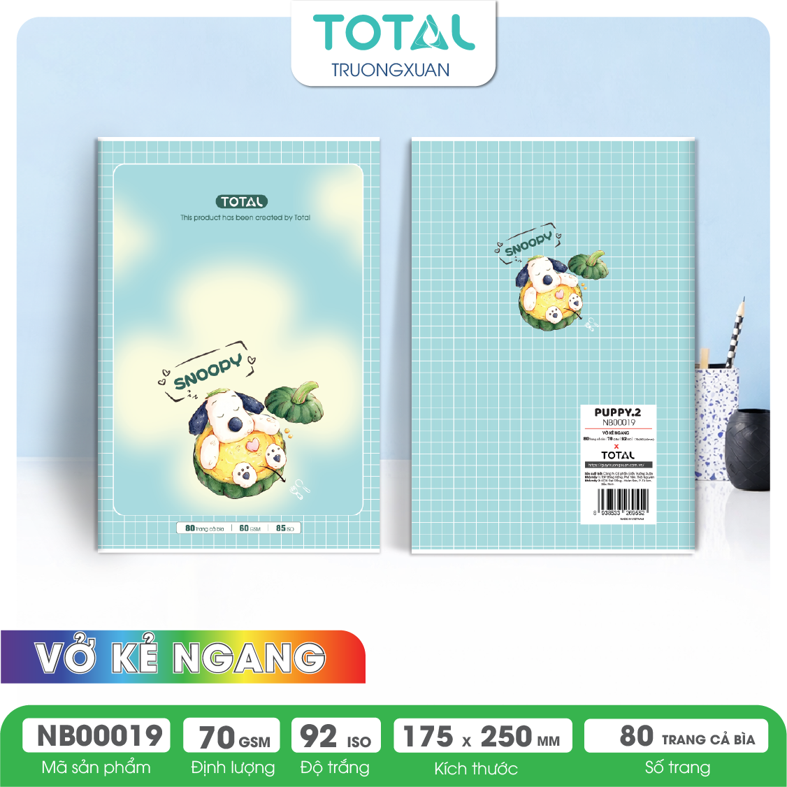 Vở kẻ ngang Total Puppy.2 80 trang