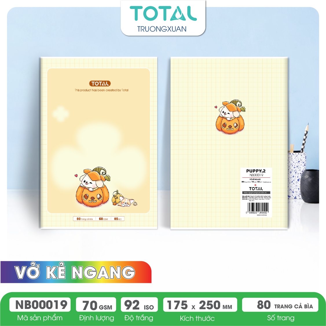 Vở kẻ ngang Total Puppy.2 80 trang