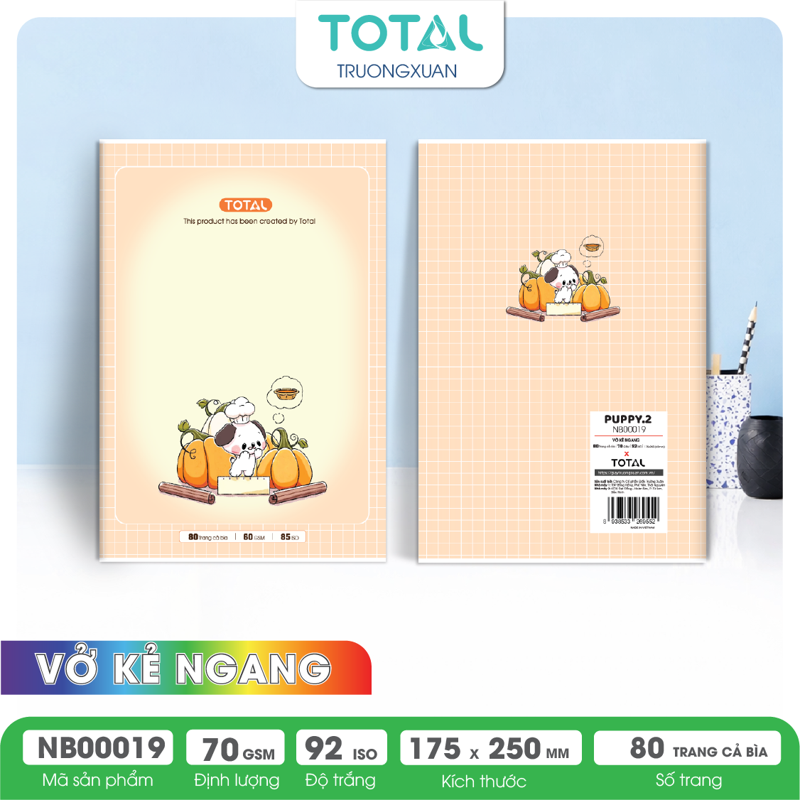 Vở kẻ ngang Total Puppy.2 80 trang