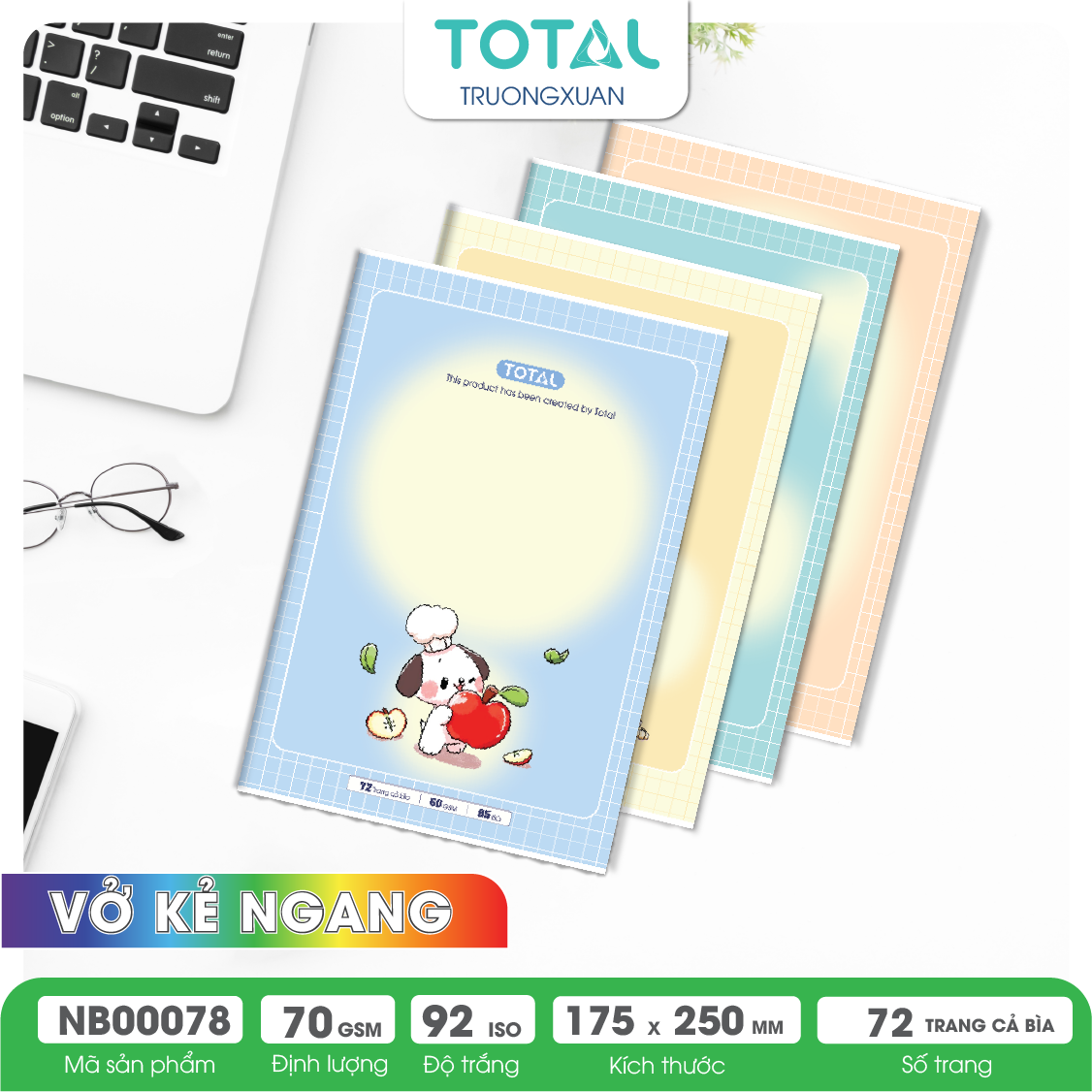 Vở kẻ ngang Total Puppy.2 72 trang