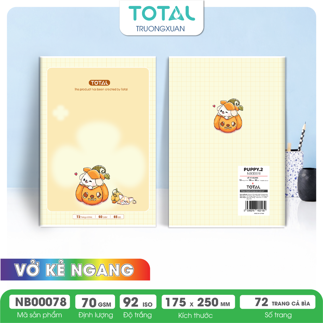 Vở kẻ ngang Total Puppy.2 72 trang
