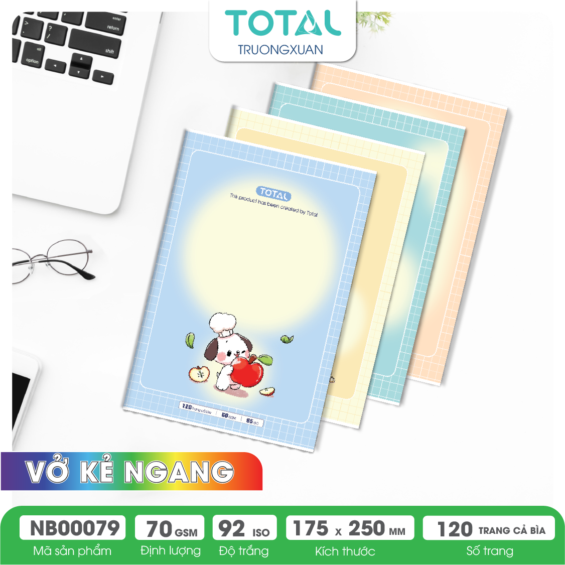 Vở kẻ ngang Total Puppy.2 120 trang